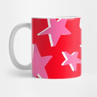 Pink, Red and White Stars in Celestial Pattern Mug